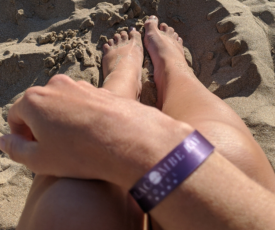 Purple wristbands 💜

Our hotel gates remain closed, keeping the hotel as a private escape for guests only. 

These ribbons ensure that the only people onsite are hotel guests. You will find one waiting in your room when you arrive...