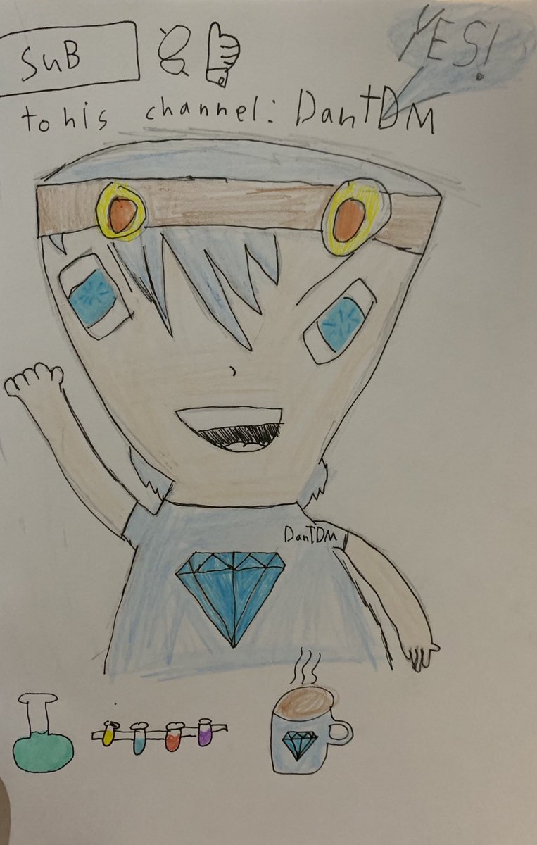 Bella_NAL's tweet photo. @dantdm my daughter she’s a fan of you and she draws this for you https://t.co/MArymMYR97
