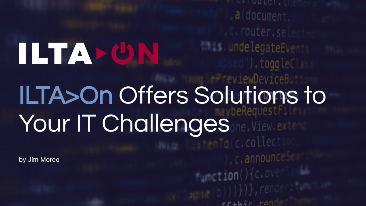ILTA>On offers solutions to your IT challenges.  The first day is free to attend.  Register today.  Looking forward to connecting online. <a href="/ILTANet/">ILTA - International Legal Technology Association</a> <a href="/CStone_IT/">Cornerstone.IT</a> #ILTAsOnIt #legaltech 
bit.ly/39grB9u