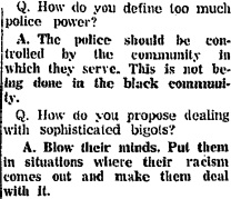 Philadelphia Tribune, April 1968. “‘White Racism’ ⁠— Can It Be Cured?” It’s reported that Rev. David Gracie, an activist, tells attendees of a local open forum to “read books about white persons against racism” for inspiration and argues for black community control of the police
