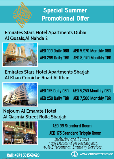 StarsEmirates's tweet photo. Looking for Safe and Perfect place to stay during this crisis and with all the season??? Look no more but Emirates Stars Hotel Apartments in Dubai & Sharjah!!!!!
#emiratesstars
#emiratesstarsgroup
#perfectplace https://t.co/Gy866qIOEK