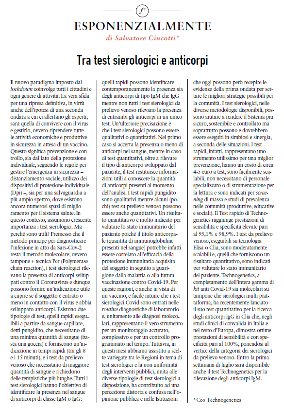 techno_genetics's tweet photo. 🔵#Sfide, #obiettivi e #salute! Il nostro editoriale di luglio a cura del CEO Salvatore Cincotti su @Formiche 🔵
Dai un'occhiata; tra #testsierologici e #anticorpi #covid #technogenetics #diagnostics #healthcare https://t.co/jyFxokdeuf