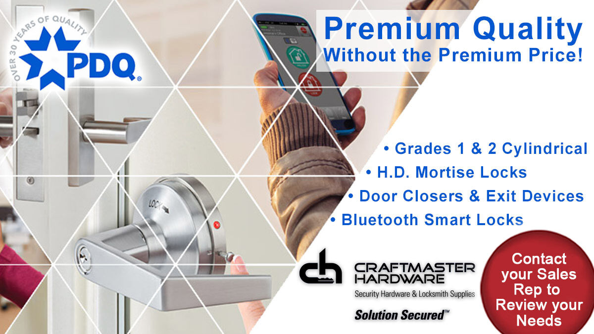 CraftmasterHard's tweet image. #PDQ, PREMIUM QUALITY WITHOUT THE PREMIUM PRICE! Commercial-grade #MortiseLocks, #CylindricalLocks, #DoorClosers, #ExitDevices, stand-alone electronic locks, and electronic access control devices. Start saving now, visit bit.ly/3iXp9Jz to Order Now, or call 800 221-3212