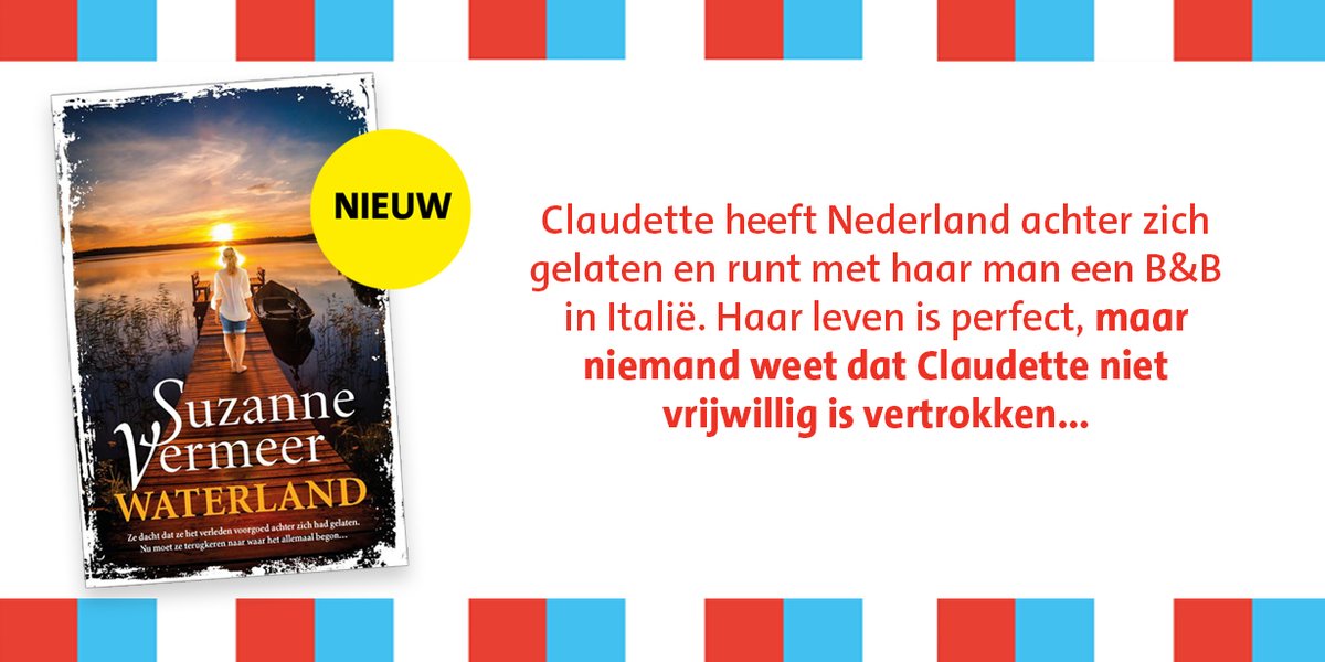 Suzanne Vermeer is deze zomer terug met een nieuw zinderend verhaal. Claudette heeft het leven in Nederland achter zich gelaten en runt met haar man een B&amp;B in Italië. Haar leven lijkt perfect, maar niemand weet dat ze Nederland gedwongen heeft verlaten. bit.ly/Waterland_bruna