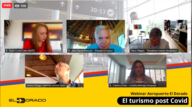 BOG_ELDORADO's tweet photo. #ElDoradoInforma I 🛫Ya comenzó el live donde se analiza, junto a un excelente panel de expertos, las perspectivas de "El turismo post Covid". Conéctate en nuestro Facebook 👉Link��https://t.co/4vROUdMJEE🛬 https://t.co/B00q3EZCNK