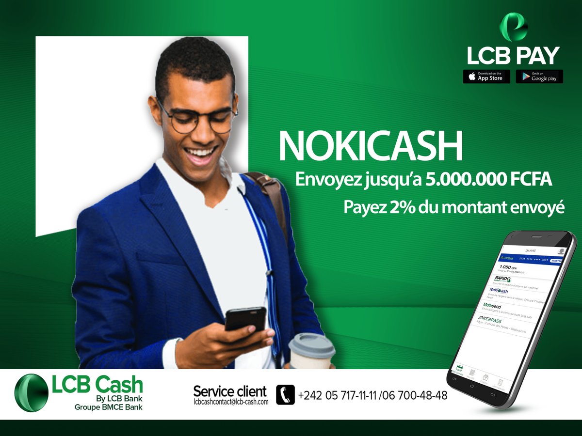 Vous souhaitez envoyer de l'argent à vos proches, vous souhaitez retirer votre argent dans l'agence @Groupe Charden Farell proche de chez vous ? 

#NOKICASH est la solution à ton problème 😉

#LCBPAY c'est simple, rapide et sécurisé !