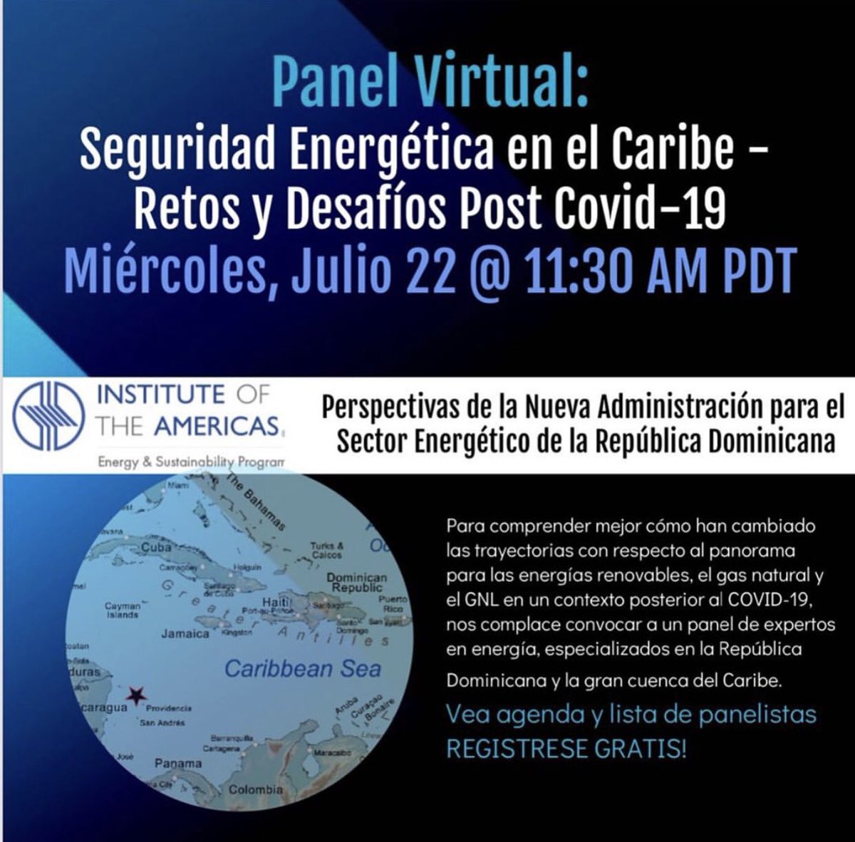 Hoy se realiza el Panel Virtual “Seguridad energética en el Caribe: Retos y desafíos Post Covid-19” con la participación de <a href="/angelcano2/">Ángel Canó</a> Dir. Ejecutivo CNE junto a funcionarios del sector energético nacional y latinoamericano. Organizado por <a href="/IOA_Energy/">IOA_Energy</a> | iamericas.org