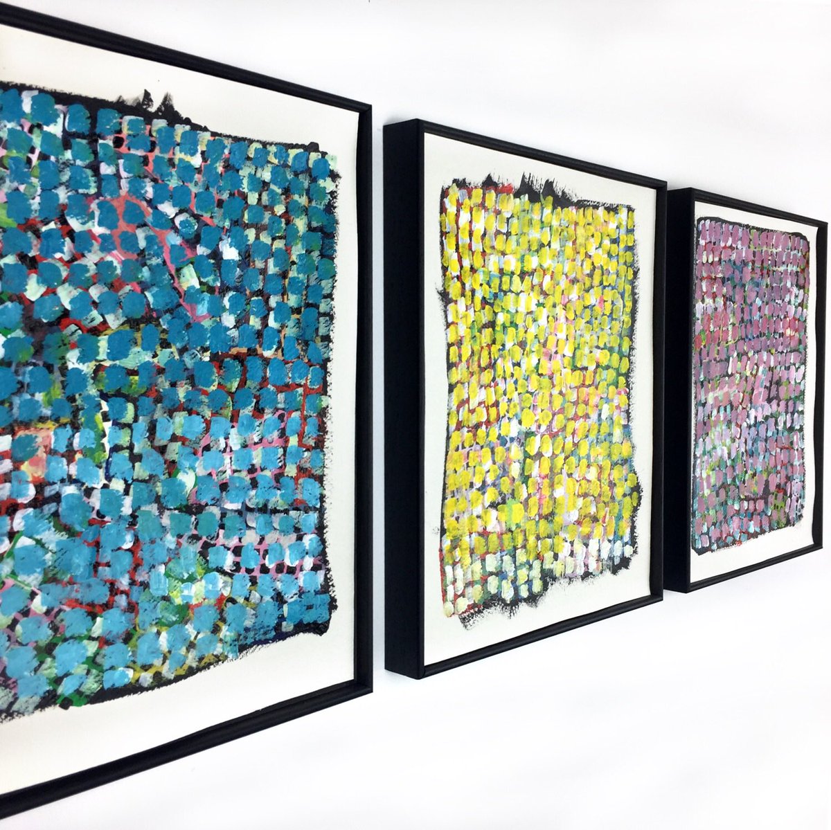 john_cowen's tweet photo. Three recent works on paper hanging together. 

See https://t.co/9zlYG2Y6Ov for more information 

#artistsupportpledge #contemporarypainting #ArtistOnTwitter https://t.co/ZkaVs5vd8w