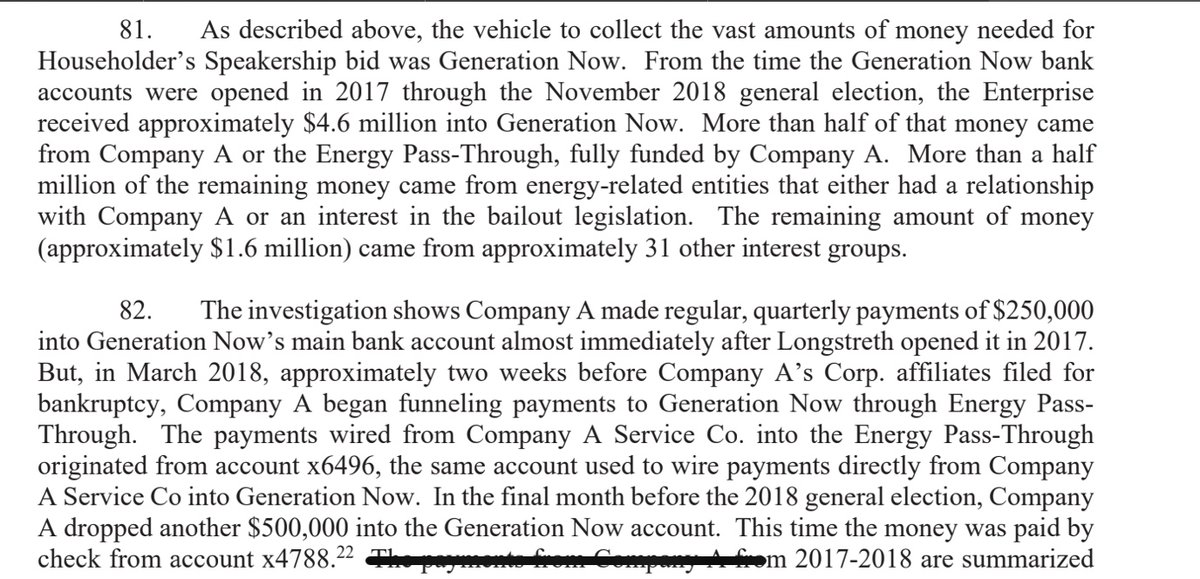 And Generation Now didn't seem to have real donors other than First Energy. They made quarterly payments of $250k