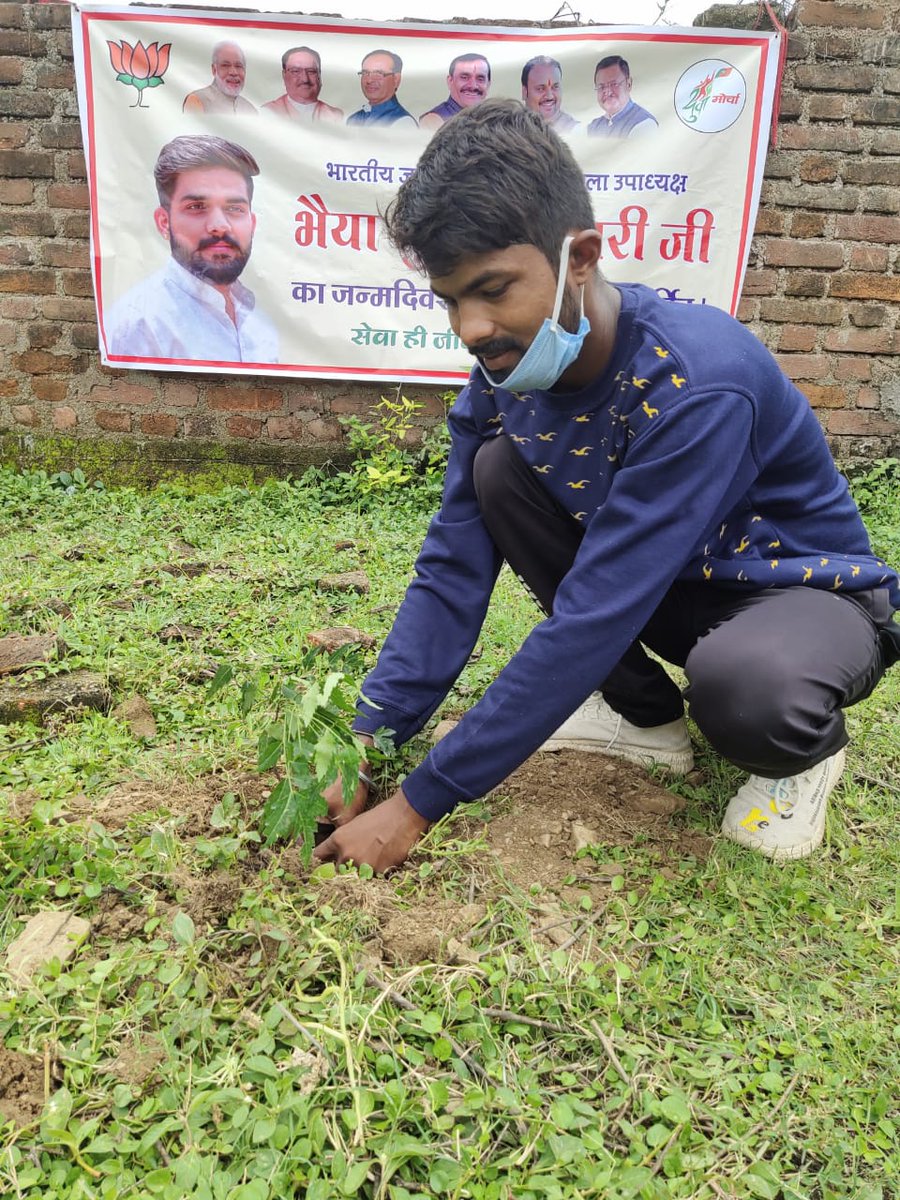 Shivasinghsahi1's tweet photo. भाजपा युवा मोर्चा सतना के जिला उपाध्यक्ष भैया शुभम तिवारी जी के जन्म दिवस के अवसर पर सहेजना निगद में शिवा सिंह जी व उनकी टीम द्वारा वृक्षारोपण का कार्य किया गया प्रकृति प्रेम का उदाहरण पेश किया @vdsharmabjp @SuhasBhagatBJP @abhilashBJPmp @ShyamMahajanbjp @narendrtribjp https://t.co/WX4SmYXoXW