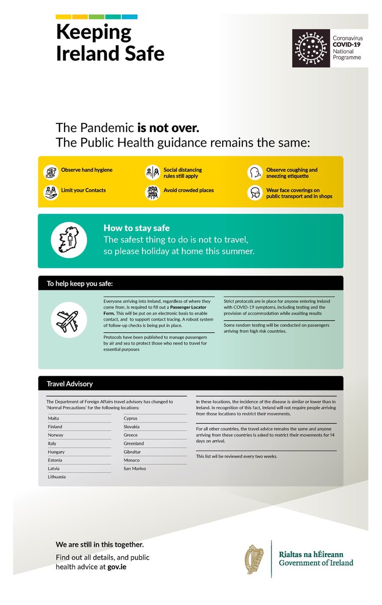 CorkSafetyAlert's tweet image. Government has agreed that the following locations be included as Normal Precautions on the Department of Foreign Affairs Travel Advice: Malta, Finland, Norway, Italy, Hungary, Estonia, Latvia, Lithuania, Cyprus, Slovakia, Greece, Greenland, Gibraltar, Monaco, and San Marino.