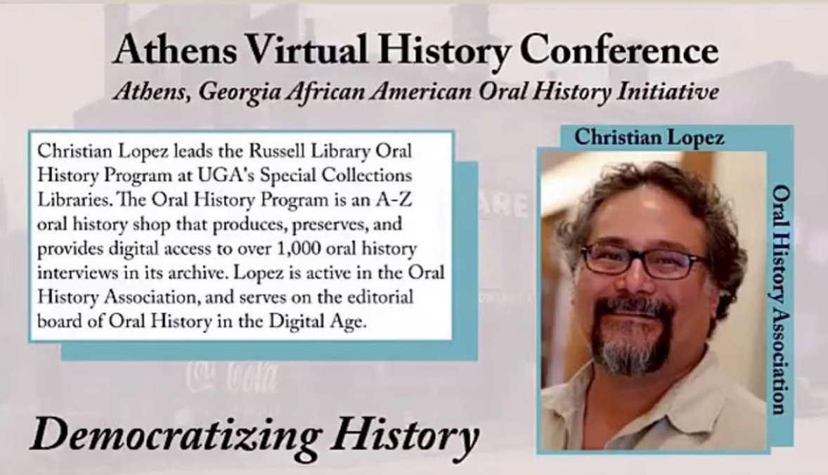 We’re kicking off the Virtual Athens History Conference on @HistoricAthens Facebook Live, now! Check it out! #athgaafam #athenshistory #oralhistory