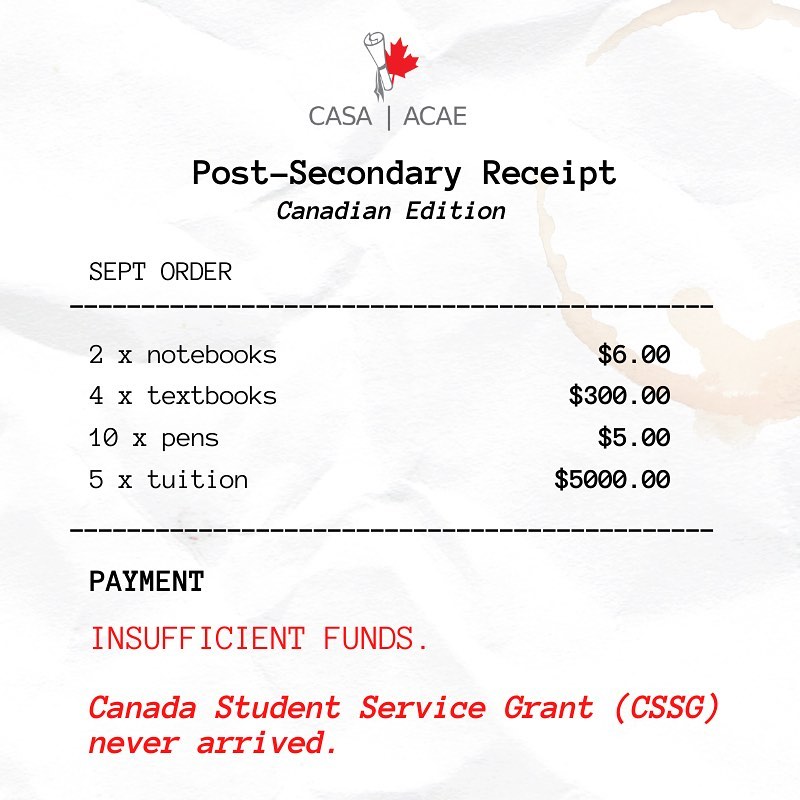 CASAACAE's tweet photo. Time is running out. #cdnpse students are calling on the Government of Canada 🇨🇦 to scrap the Canada Student Summer Grant and reallocate the $900million into better supports for students. #cdnpoli #cdnstudent #covid19 https://t.co/w82NWriEUa