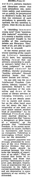 The Washington Post, Feb 1973. “Who’s Afraid of the Big Bad Books?” A piece on recent censorship controversies in children’s literature.