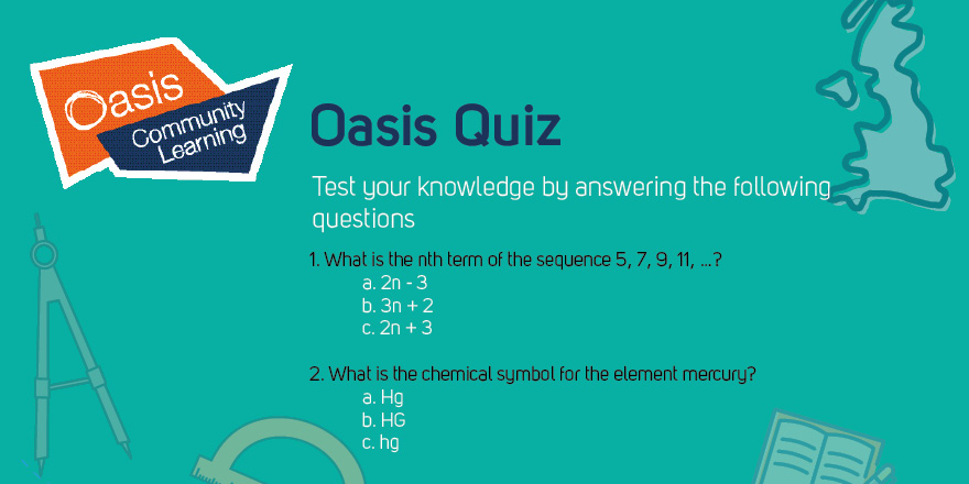 OasisAcademies's tweet photo. Happy Thursday! For our pupils who haven’t broken up yet, we have a little surprise for you. Show us how much you know on #Science &amp; #Maths with this short quiz. The answers will be revealed at 3PM! #KS4 #OasisQuiz #OasisHomework https://t.co/HWyVVWGjrB