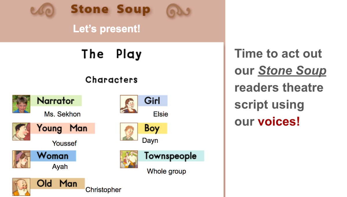 nehakaurrai's tweet photo. Working on our reading fluency using Readers Theatre and the classic tale of "Stone Soup"! The perfect combo to tie in literacy learning and character education! Sharing is caring 🤗😌 #HDSBSummerLearningPrograms #HDSBstillconnected @HDSBLiteracy @HaltonDSB @TSomerville2205 https://t.co/pJSPoqazxV