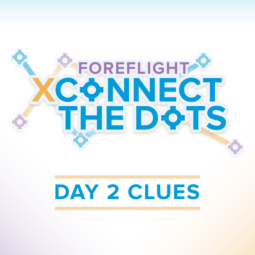 JeppForeFlight's tweet photo. Day 2 of #FFXConnect! Use the clues to identify the airports and build a route in ForeFlight Map View that will produce today’s number or letter. Share your screenshot using #FFXConnect and tag us to enter to win the daily or grand prize.🎉
Learn more: https://t.co/U8KkPBDiQi https://t.co/tLikLEDlt2