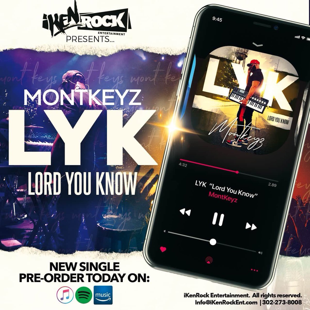 My New Single is Dropping This Friday 7•24‼️I’m excited &amp; can’t wait for you all to hear it. LYK “Lord You Know Pre-Order today. Thanks in advance for you support &amp; please share 🙏🏽 @ikenrockent 

#LYK #Montkeyz #iTunes #Spotify #FeelGoodMusic #InspirationSoul #Share #Follow