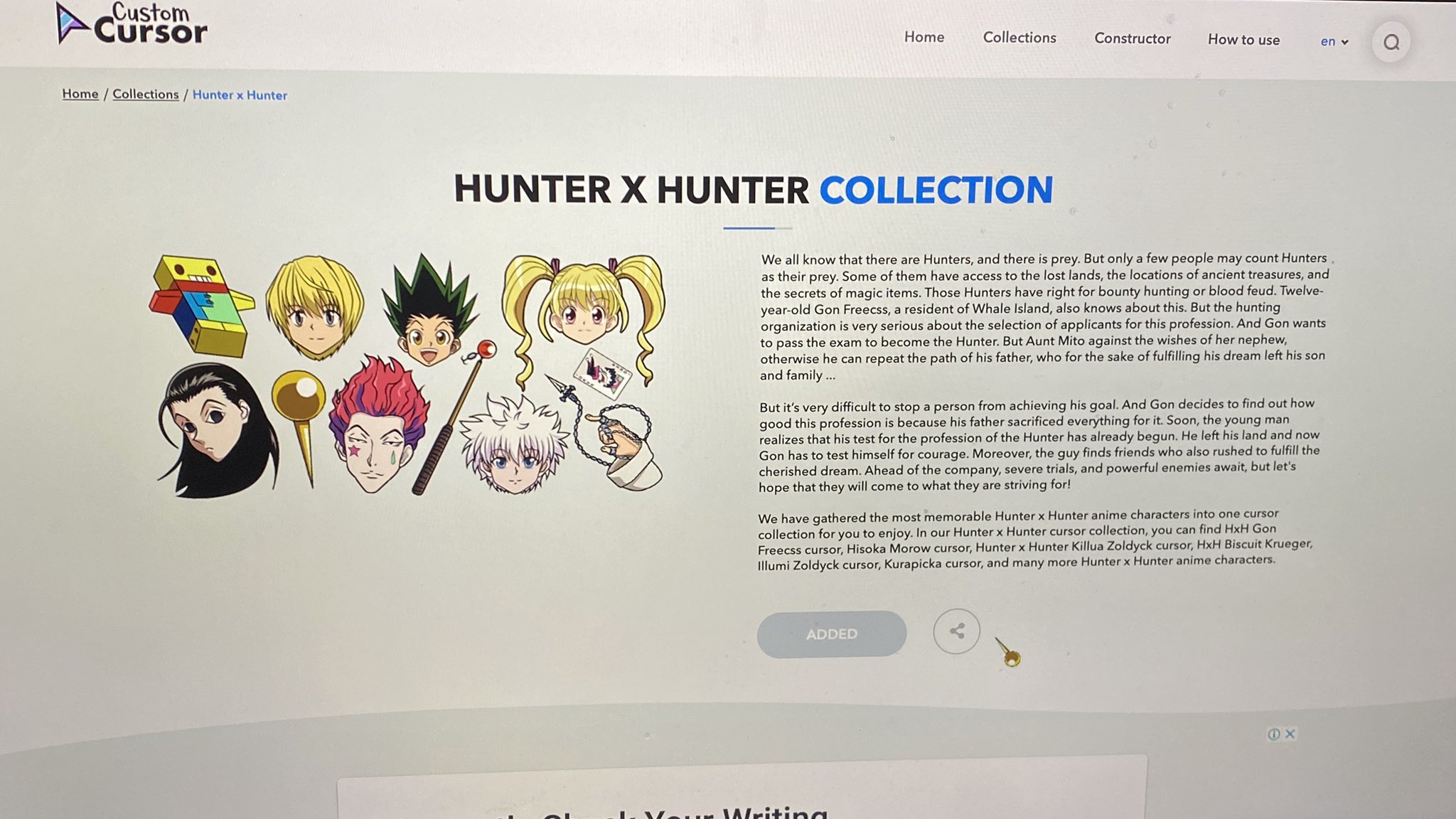 Hunter x Hunter Anime Cursor with Killua Zoldyck - Sweezy Anime Cursors