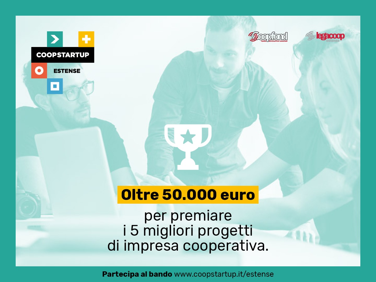coopstartup's tweet photo. Oltre 50.000 euro per premiare i 5 migliori progetti di impresa cooperativa: Legacoop estense insieme a Coopfond e a una rete di partner, assegnerà 2 premi ordinari da 12.000 € e 3 premi speciali da 9.500 €.
Scopri il bando su https://t.co/WdBpBcZysE
#Coopstartup #Estense https://t.co/0nQIRDPRKD