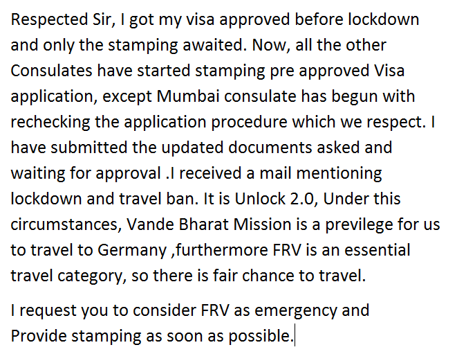 DaminiSahu4's tweet photo. @GermanyinMumbai @JuergenMorhard @AmbLindnerIndia Respected Sir,
Please understand and help our situation providing stamping for FRV. Or at least let us know how long we need to wait for this. Its been more than 6 months living apart from family. Request you to help us. https://t.co/4TvuzY46af