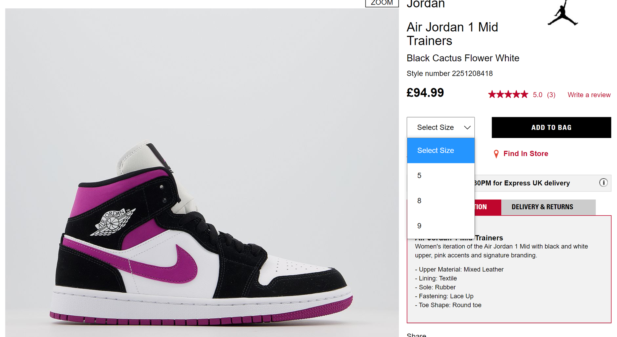air jordan 1 mid trainers black cactus flower white