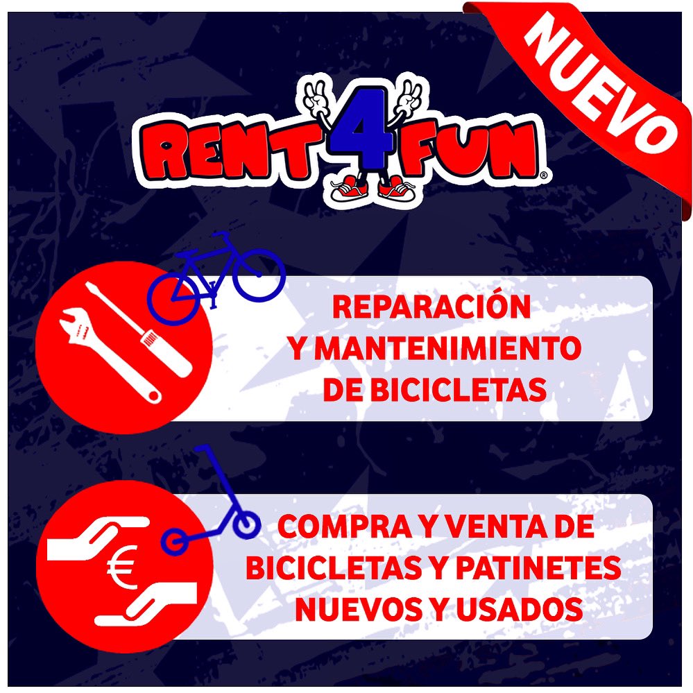 Rent4FunES's tweet photo. NUEVO! Reparación de Bicicletas | Venta de Patinetes y Bicicletas Nuevos y de Ocasión 

#marbella #puertobanus #bikerepair #mecánicobicicletas #costadelsol #españa #málaga #marbella2020 #marbs #marbs2020 #puertobanus2020 #rentabikemarbella #thingstodoinmarbella #marbslife https://t.co/JebFdQtlqa