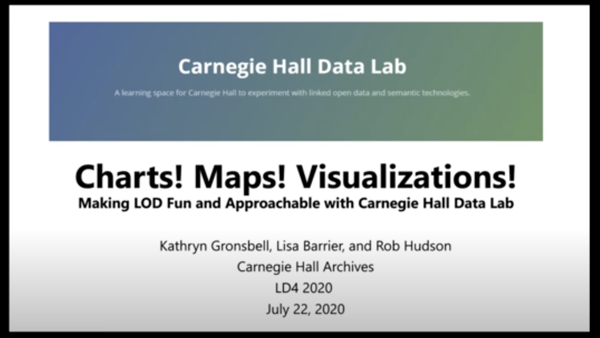 k_grons's tweet photo. 2pm EDT today: @hudrobson @lmbarrier and I share a quick overview of our #linkedopendata efforts around performance history at @carnegiehall &amp; talk briefly about the creation and output of the #CHDataLab with Q+A. FREE to join any @ld4conference session!

https://t.co/T4jokLTeMo https://t.co/dv93zwXM6H