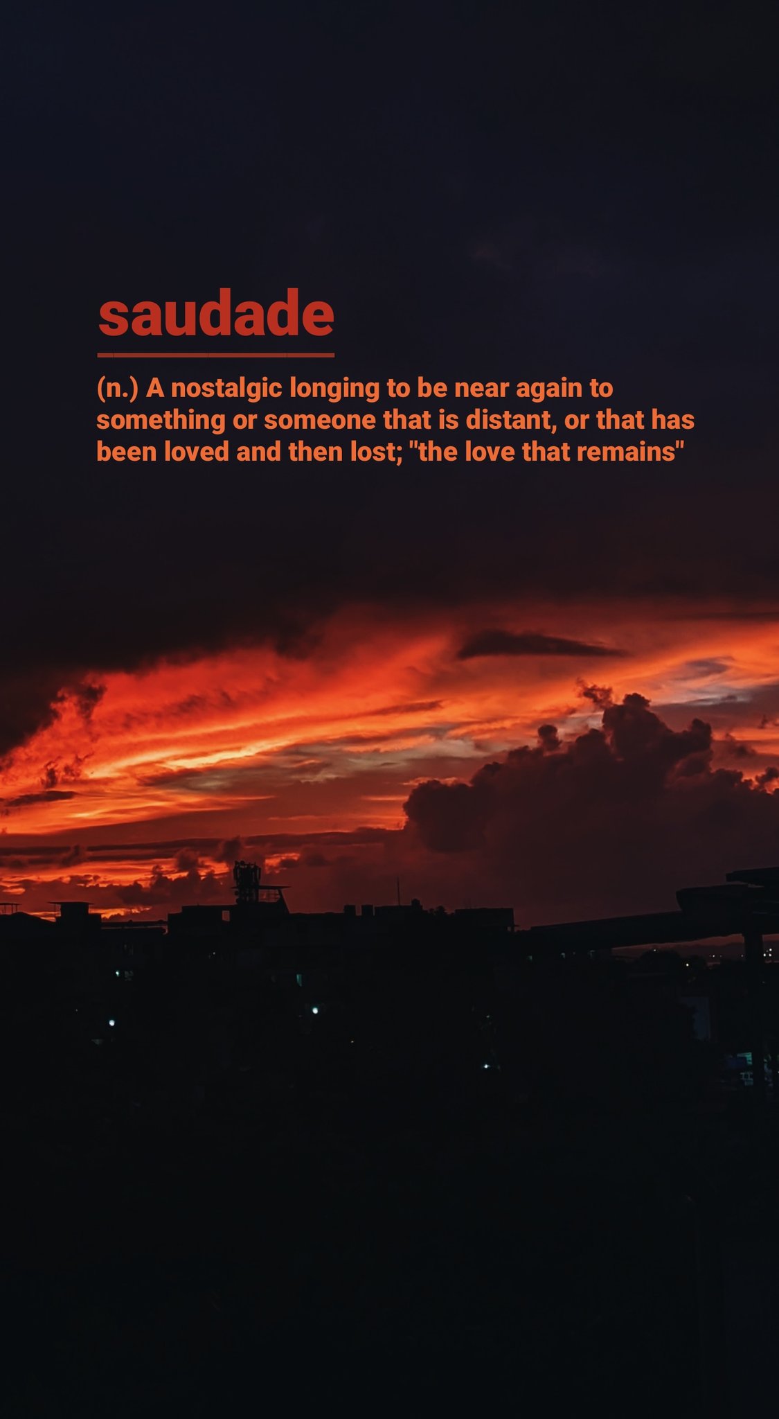 Trishita Saudade A Nostalgic Longing For Someone Who Was Loved And Lost The Love That Remains Wordoftheday Saudade Wednesday Sunsetphotography T Co Ortt0eztxt Twitter