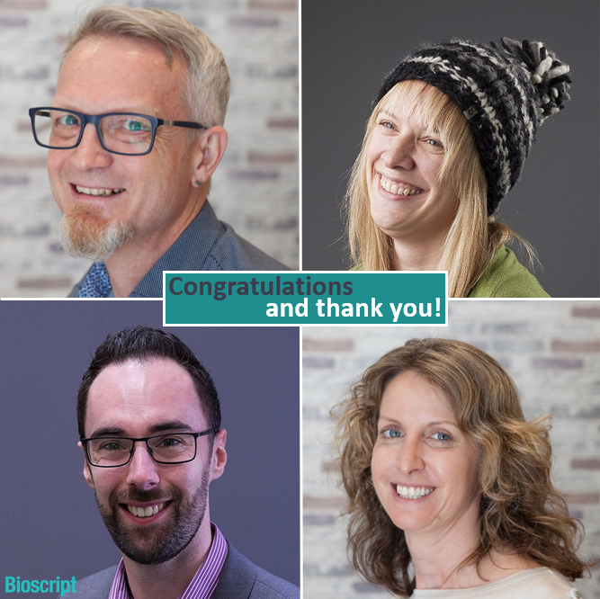 Bioscript_Group's tweet photo. Several of our colleagues are celebrating their work anniversaries with us throughout the month of July. Happy Bioscript Birthday to Andy (7 years), Emily (6 years), Ciaran (4 years) and our CEO Jill (9 years). We are so grateful for all your hard work.
#wearebioscript #medcomms https://t.co/gM8cvDKVde
