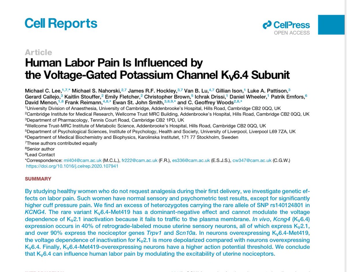 Fascinating new study- some women who do not require an epidural for labor may have a gene variant giving them a higher pain threshold. cnn.com/2020/07/21/hea…