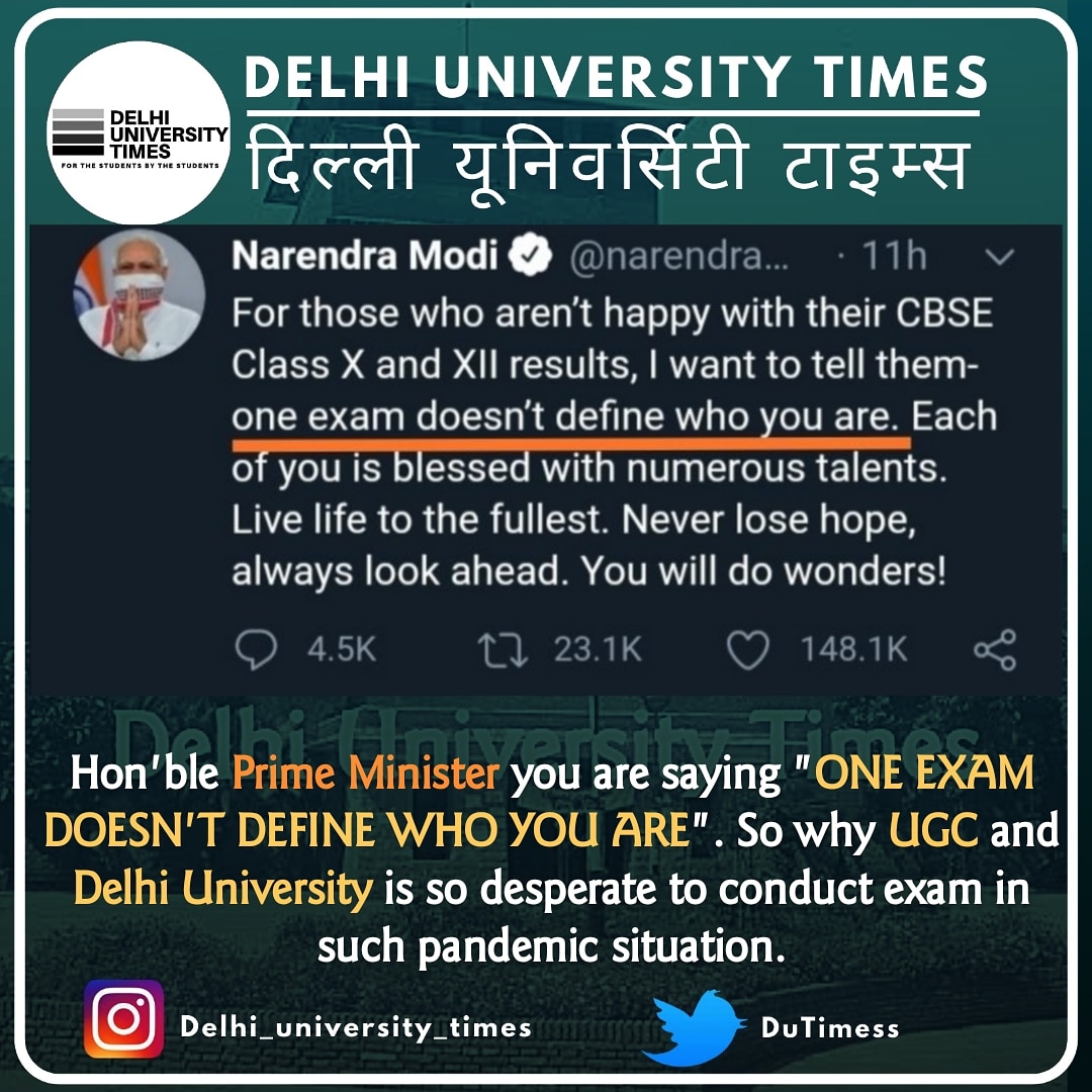 DUtimess's tweet photo. #UGCCancelOnlineExams #delhiuniversity #DuAgainstOnlineExam https://t.co/8w5HlZ4doe