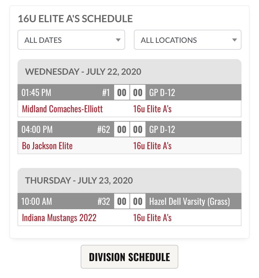 GREliteAs's tweet photo. Pool play schedule for the A’s this weekend at @Bullpenevents ABC 16u Invite Only down in Indianapolis, IN https://t.co/i5sP8SUwqS