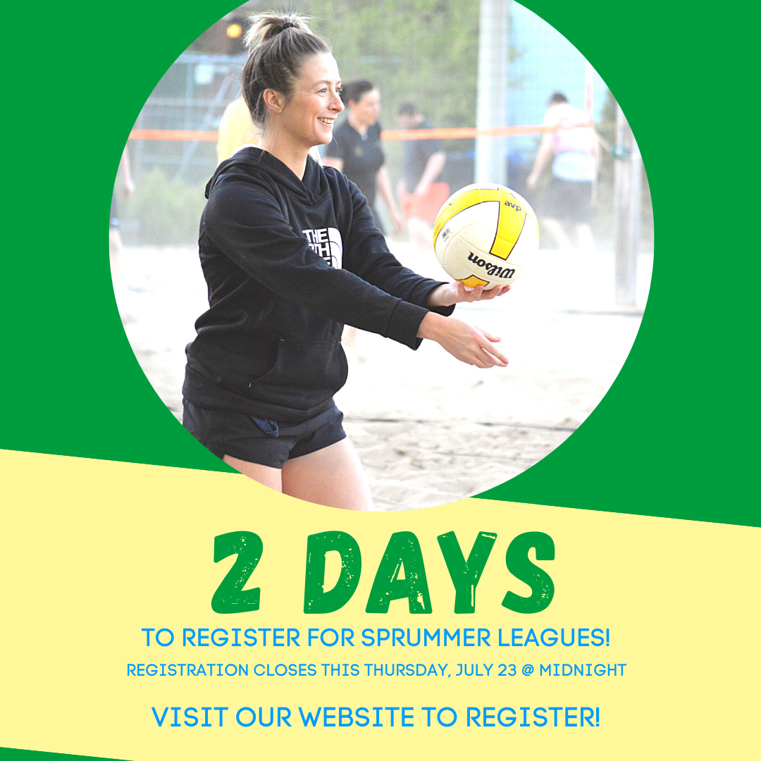 Quinte_ssc's tweet photo. It's Happening! TWO DAYS LEFT! Register today for Sprummer Beach Volleyball!

We're getting down to the wire, Quinte! We're excited to bring you beach volleyball, and the deadline's coming at you fast!

Reg deadline is Thurs, July 23 at midnight.

https://t.co/Gc6N29QhPN

#QSSC https://t.co/07RuVYTI2C