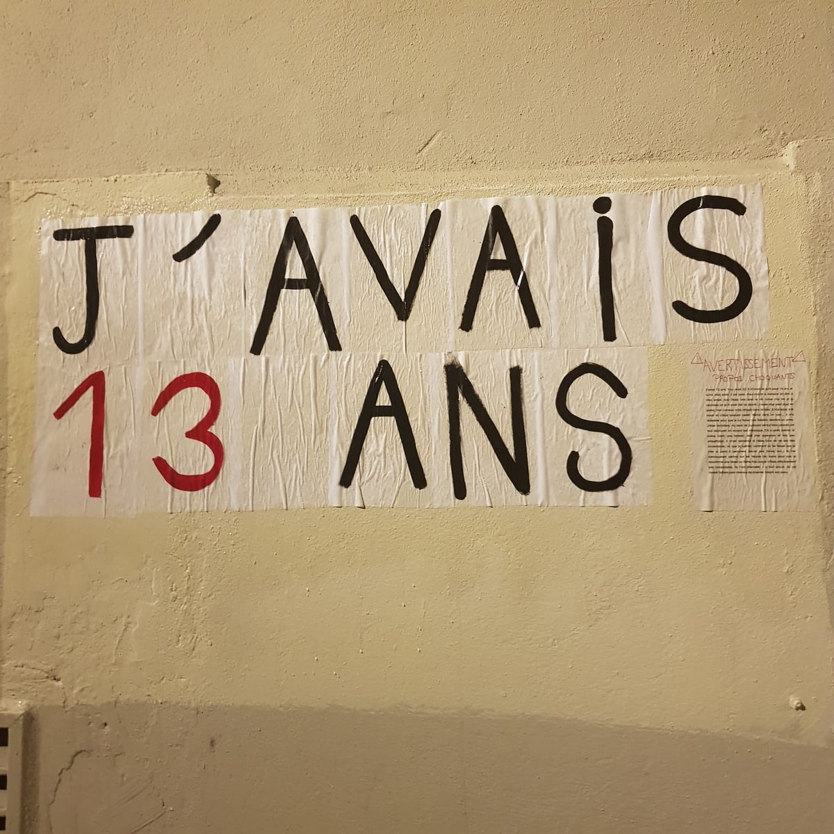 CollagesTLS's tweet photo. TW PROPOS CHOQUANTS 

Dimanche soir nous avons répondu à l’appel de @CollagesLyon avec d’autres collectifs partout en France. Nous avons ainsi collé plusieurs témoignages #IWas dans les rues de Toulouse dont en voici quelques-uns. https://t.co/y2Wwj2j09K