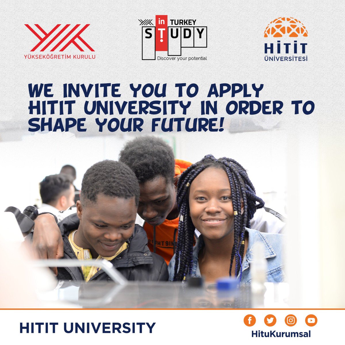HituKurumsal's tweet photo. We invite you to apply Hitit University in order to shape your future!
👉https://t.co/8kVXcK5Lsl
#YÖKvirtualfair2020 #studyinTurkey #HititÜniversitesi #HititUniversity
@_StudyinTurkey @hituintoffice https://t.co/DLdQ7OyU4f