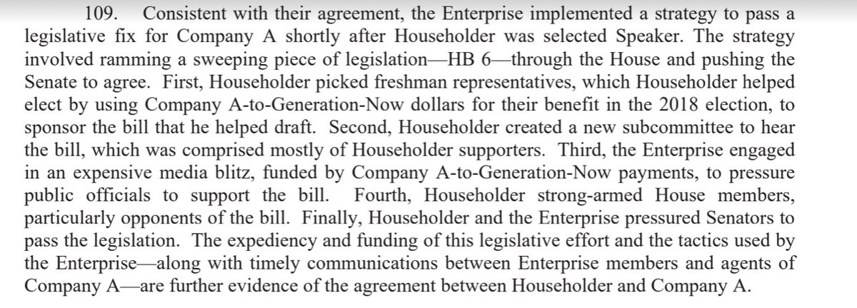Ok so Bailout Sqaud is in place. Next step is getting legislation through. First Energy gave the money to Generation Now explicitly so Householder would pass HB 6. Pretty direct quid pro quo, aka, bribe. Pretty explicit illegal actions for a c4 and for an elected official.
