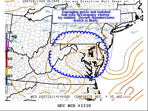 NWSSPC's tweet photo. 9:49am CDT #SPC_MD 1310 , #njwx #pawx #mdwx #dewx #vawx #dcwx #wvwx, https://t.co/t1M2Uezsgy https://t.co/HnMzKGuM3e