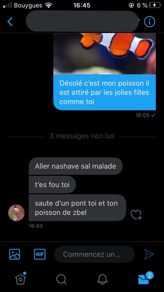 Plus jamais je dm une fille de Twitter