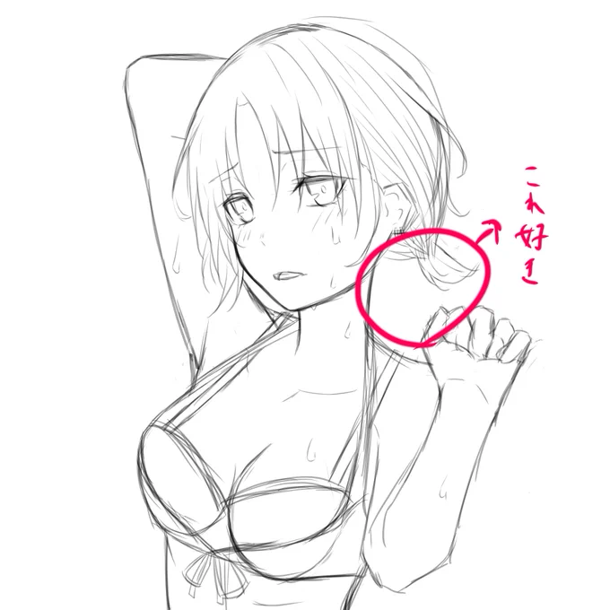 ざっとラフ
休日で塗ります。とにかく赤字で書いたことが言いたいだけの絵 