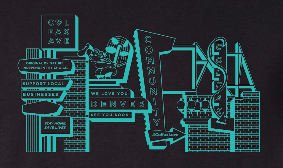 Do you like #Colfax, soft t-shirts, and supporting small biz? Shop our Signs of the Times tee now through Sunday - proceeds go to our local businesses. bit.ly/3hpadlz