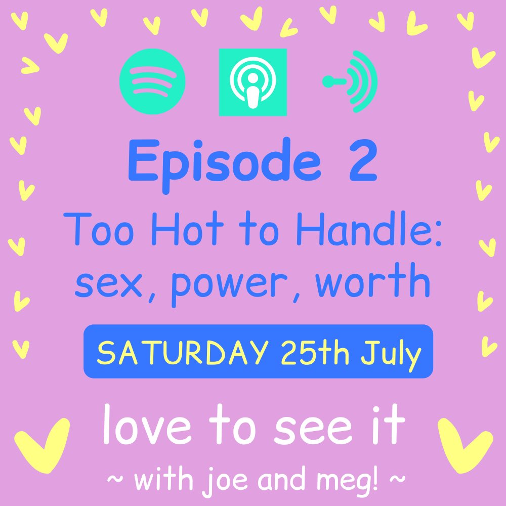 LoveToSeeIt_Pod's tweet photo. Ep 2 is coming soon!!
Prepare your ears for more frankly iconic chat from @virtual_meg and @jsdjukes, this time on @netflix Too Hot to Handle! Available on Spotify, Apple and Google Pods this Saturday 💖💖💖 https://t.co/opnRH4GZ95 #newpodcast #podcast #queer #LGBTQ #lgbtpod https://t.co/8axDVE4zaZ