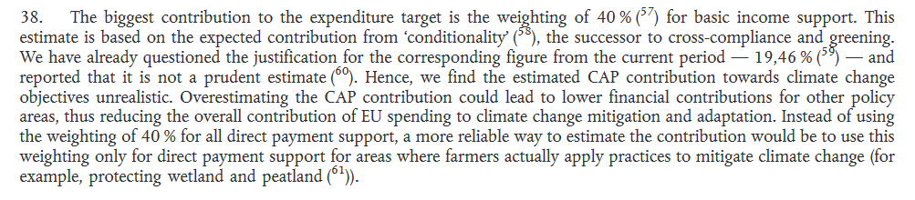 The increase in climate relevance of the EAGF budget is not enough to justify this – as noted by  @xAlan_Matthews ( http://capreform.eu/climate-mainstreaming-the-cap-in-the-eu-budget-fact-or-fiction/) and  @EUAuditors. [7/12]