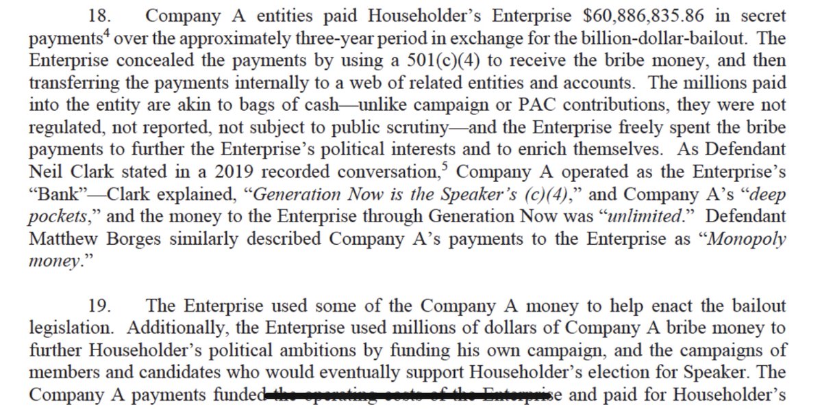 First Energy gave so much money that the Enterprise called them "the bank" and referred to their money as Monopoly money.