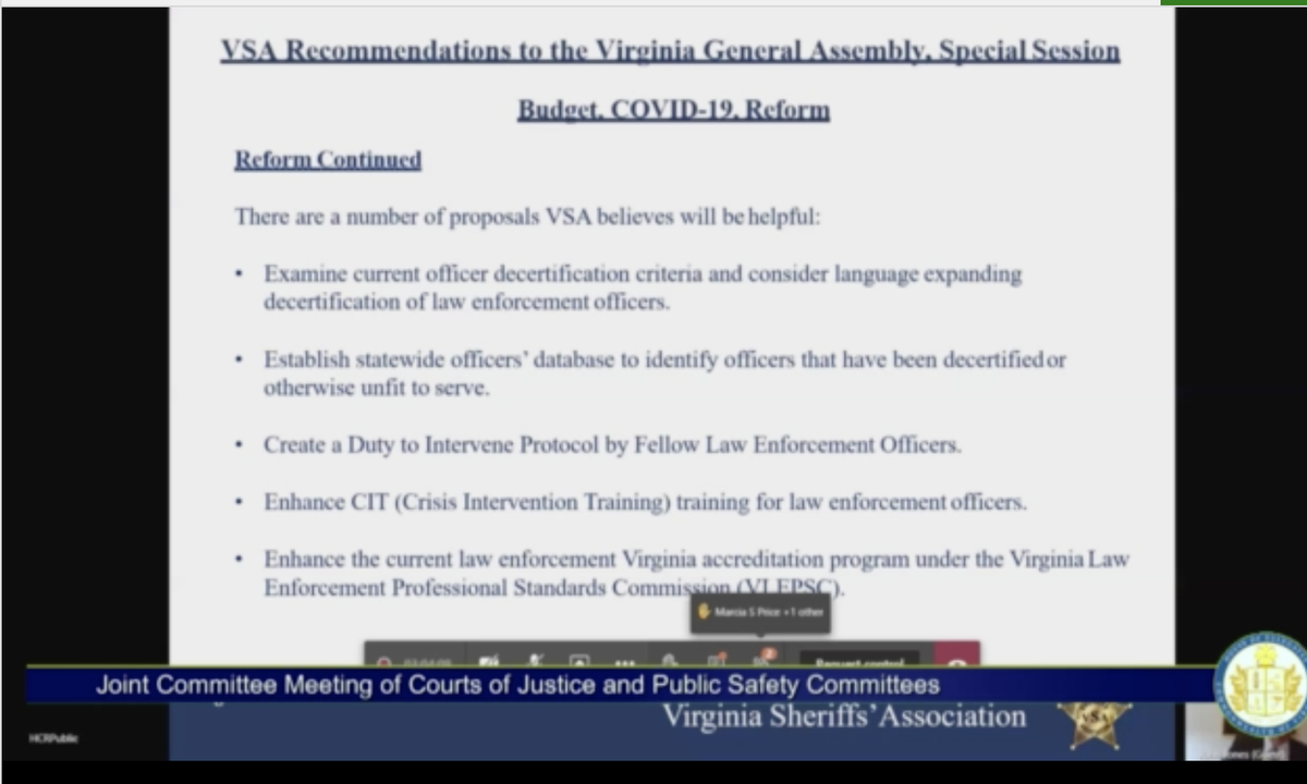 the VA sheriffs assoc endorses a more robust decertification process & a statewide database to ensure unfit officers don't get law enforcement jobs elsewhere