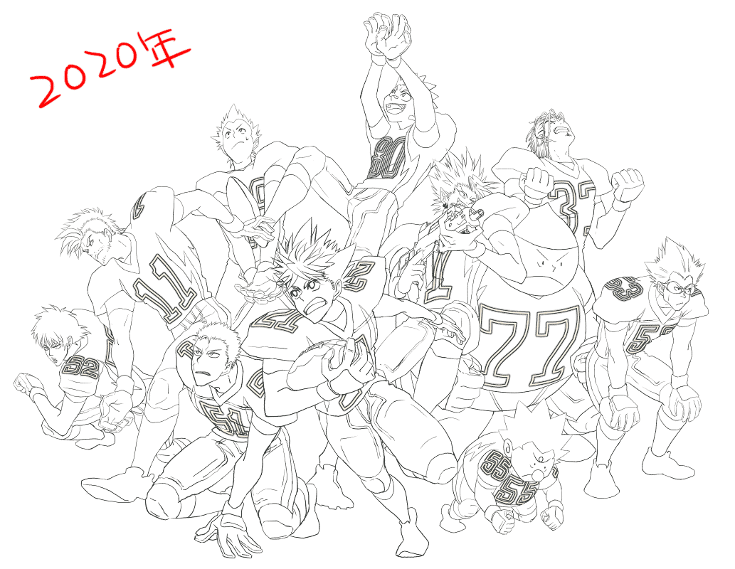 時間がなかったので過去絵のリメイクでした。せっかくなので線画比べ。2013年はアイシハマってすぐの頃。2020年はあきらかにヒル魔さんが描きなれてて笑う。いっぱい描いたんだなぁ。 