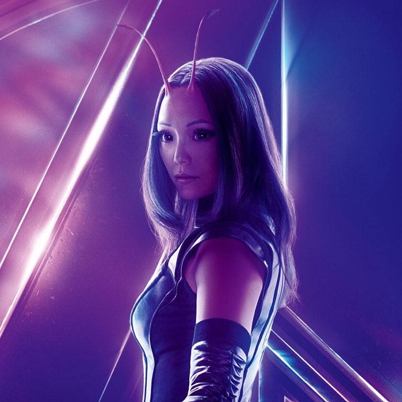 28. Mantis القدرات : تقدر تقرا مشاعر الاخرين اذا لمستهم وبامكانها تغير وتأثر بمشاعرهم , في GOTG 2 قدرت تخلي Ego ينام بعكس رغبته وكان لها دور في ايقاف ثانوس في IW بس لولا مساعدة باقي الشخصيات ماكانت رح تقدر، قوتها تعتبر فريده بس استخدامها قليل-التقييم: 1 من 10