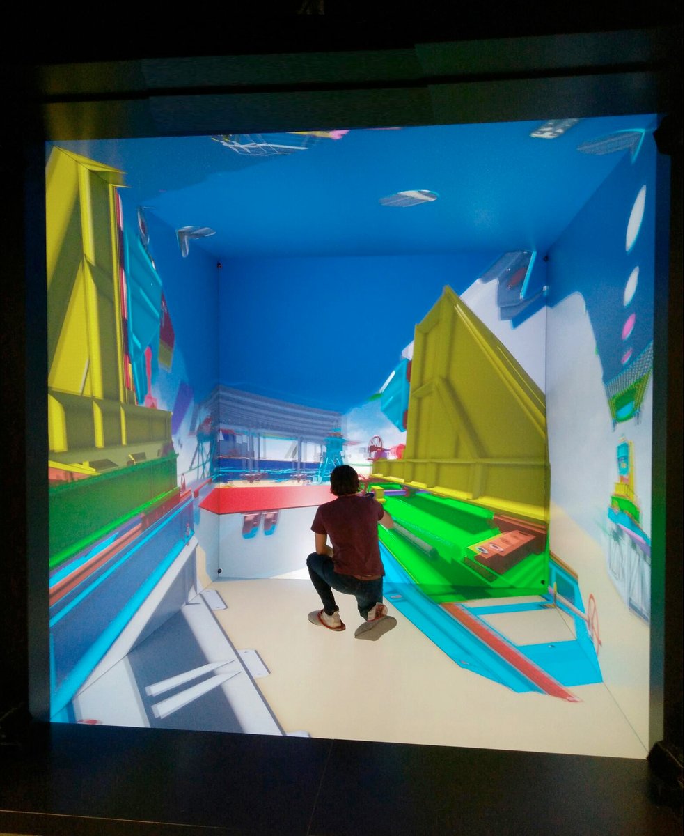 Skyrealvr's tweet photo. [BREAKING NEWS] 

@Skyrealvr supports all #VR immersive systems and now even CAVE!🌟

Here is a snap of our developer Baptiste, enjoying his life in our client’s installation!

#iVRL #VR #virtualreality #technologie #immersive #digital #insdustry40 #engineering #cave https://t.co/rZNICdnAnR