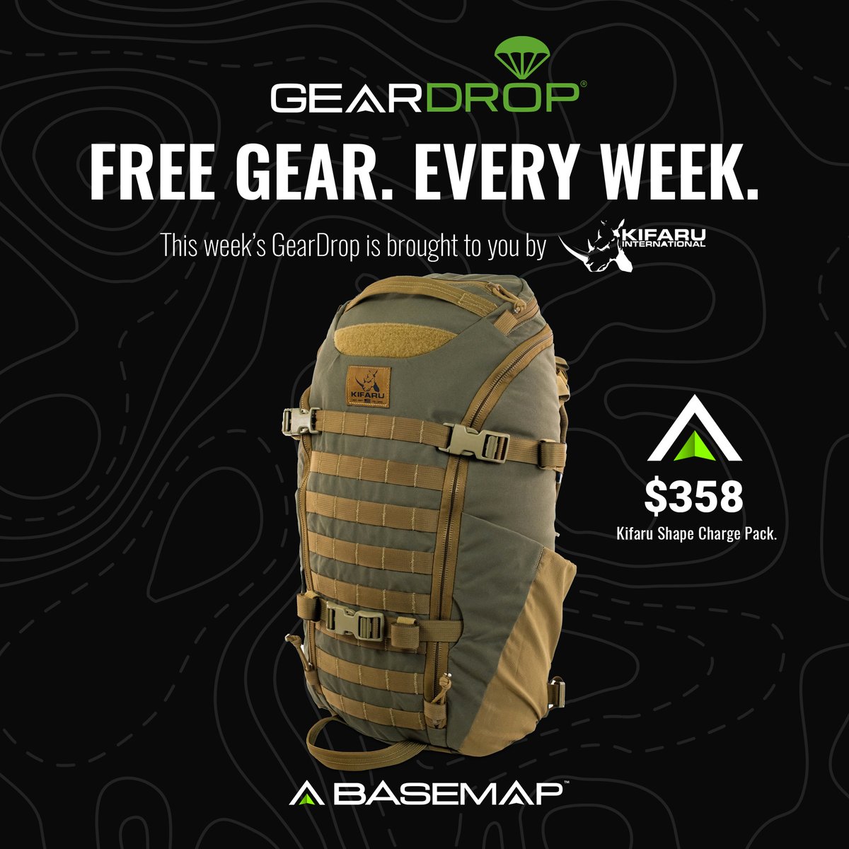 BaseMapOutdoors's tweet photo. This weeks #GearDrop is again brought to you by #Kifaru.  We are giving away a Kifaru Shape Charge pack to one lucky winner!  This is a great day pay for your hunting gear or for packing in camera gear.  Drop your markers by 6:00pm PST on Monday for a chance to win.  Good luck! https://t.co/kSPMV0JSXR