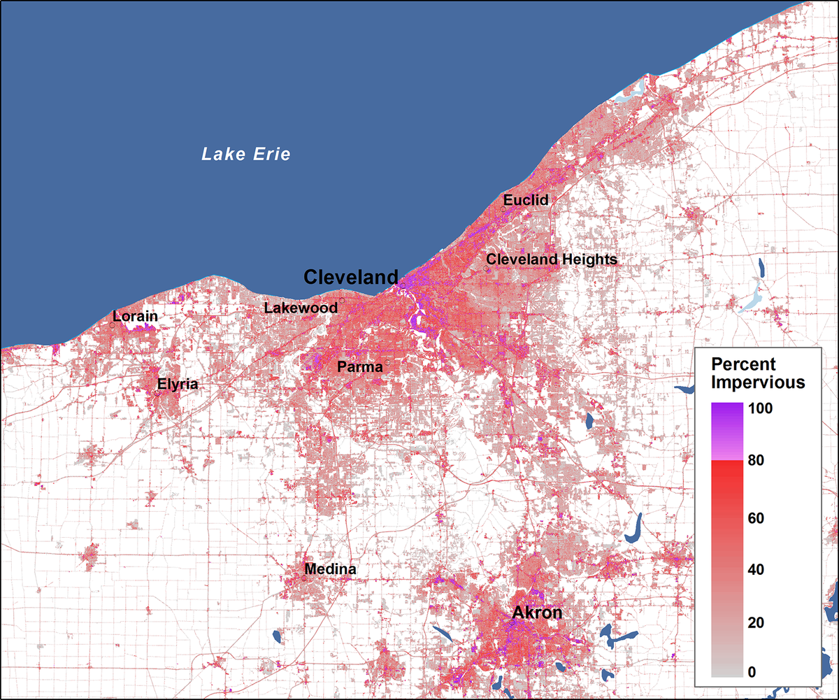 USGSLandCover's tweet photo. OTD in 1796, #Cleveland, #Ohio was founded. Happy 224th birthday!
Get #NLCD #Imperviousness data at https://t.co/CP3OMIasfC https://t.co/IuXMAp2AFo